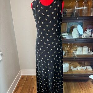 Ronni Nicole Vintage Black Sparkle Pineapple Print Spandex Maxi Dress Size 12